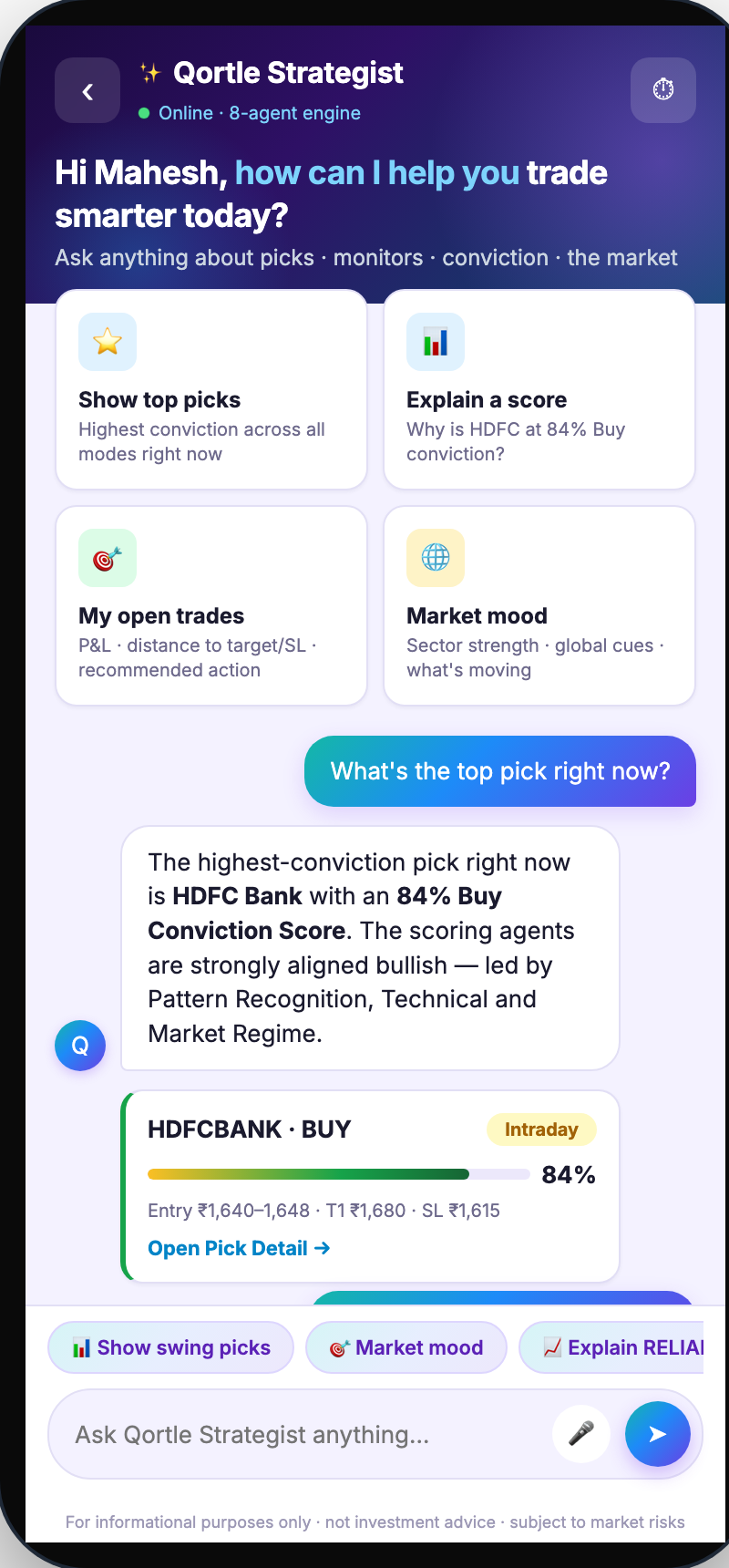 Qortle app — Qortle Strategist